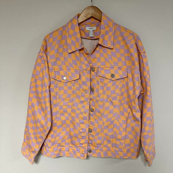 Oversized Checkered Denim Jacket - Picture 4 of 12